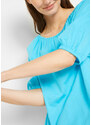 bonprix Bavlněné tričko s gumou podél spodního lemu, krátký rukáv Modrá