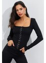 Cool & Sexy Women's Black Attached Camisole Blouse B1908