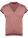 Trendyol Dried Rose Unisex Oversize Fit Striped Detailed Sweater