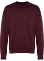 Trendyol Claret Red Oversize/Wide Cut Long Sleeve Crew Neck Textured Sweatshirt