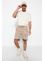 Trendyol Beige Men's Regular Mid-Length/Regular Cut Striped Shorts.