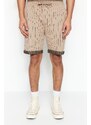 Trendyol Beige Men's Regular Mid-Length/Regular Cut Striped Shorts.