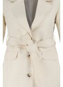 Trendyol Cream Tie Waist Belted Woven Lined Jacket