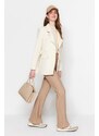 Trendyol Cream Tie Waist Belted Woven Lined Jacket