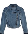 Trendyol Blue Zipper Detailní motorkářská džínová bunda