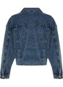 Trendyol Blue Zipper Detailní motorkářská džínová bunda