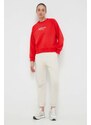 Bavlněná mikina New Balance dámská, červená barva, s aplikací