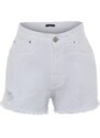 Trendyol White Ripped Detailed Denim Shorts