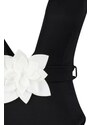 Trendyol Deep-Decollete Černé plavky s vysokými nohavicemi s květinovými aplikacemi