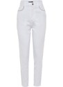 Trendyol White Trocked High Waist Mom Jeans