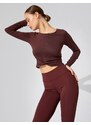 Koton Crop Yoga T-Shirt Twirl Detailed Long Sleeve Modal Blended Silky Textured