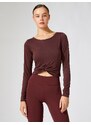 Koton Crop Yoga T-Shirt Twirl Detailed Long Sleeve Modal Blended Silky Textured