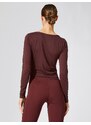 Koton Crop Yoga T-Shirt Twirl Detailed Long Sleeve Modal Blended Silky Textured