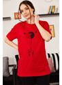 armonika Women's Red Saturn Printed T-Shirt