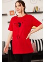 armonika Women's Red Saturn Printed T-Shirt