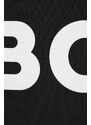 Bavlněná mikina BOSS BOSS ORANGE pánská, černá barva, s kapucí, s potiskem