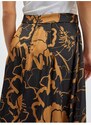Orsay Hnědo-černá dámská květovaná saténová sukně - Dámské