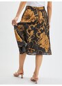Orsay Hnědo-černá dámská květovaná saténová sukně - Dámské