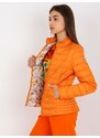 Fashionhunters Oranžová prošívaná bunda bez kapuce