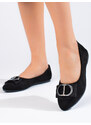 Black women's suede ballerinas with Shelvt buckle