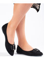 Black women's suede ballerinas with Shelvt buckle