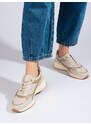 GOODIN Leather beige sneakers on the Shelvt platform