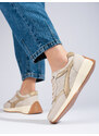 GOODIN Leather beige sneakers on the Shelvt platform