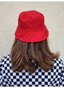 Elegan Červený letní klobouček - bavlna a len