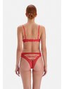 Dagi Red Brazilian Panties with Low-cut Back and String Detail