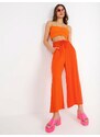 Fashionhunters Dámské oranžové viskózové kalhoty SUBLEVEL