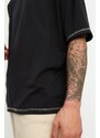 Trendyol Black Oversize/Wide Cut Crew Neck Short Sleeve Embroidered 100% Cotton T-Shirt