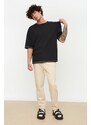 Trendyol Black Oversize/Wide Cut Crew Neck Short Sleeve Embroidered 100% Cotton T-Shirt