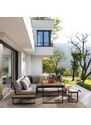 Béžový čalouněný zahradní set modulární rohové pohovky, stolku a lavice Bizzotto Sven