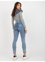 Fashionhunters Modré džíny slim fit s ozdobnými knoflíky
