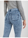 Fashionhunters Modré džínové kalhoty s vysokým pasem