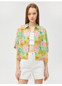 Koton Floral Shirt with Viscose Short Sleeves with Buttons