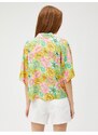 Koton Floral Shirt with Viscose Short Sleeves with Buttons