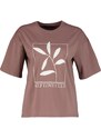 Trendyol Brown 100% Cotton Printed Relaxed/Wide, Comfortable Fit Crewneck Knitted T-Shirt