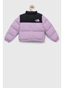 Dětská péřová bunda The North Face fialová barva
