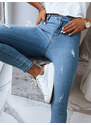 BASIC Modré dámské úzké džíny s vysokým pasem THAT ONE Denim vzor