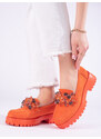 GOODIN Suede moccasins on the platform orange Shelovet