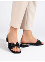 Elegant women's flip-flops black with Shelvt buckle