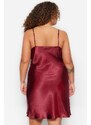 Trendyol Curve Burgundy Satin Woven Lace Nightgown