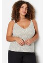 Trendyol Curve Gray Straps Thin Knitwear Glittery Blouse