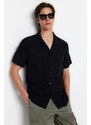 Trendyol Black Regular Regular Fit Crew Neck 100% Viscose Short Sleeve Summer Shirt