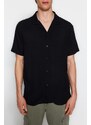 Trendyol Black Regular Regular Fit Crew Neck 100% Viscose Short Sleeve Summer Shirt