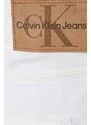 Džínové šortky Calvin Klein Jeans dámské, bílá barva, hladké, high waist