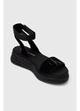 Sandály Calvin Klein Jeans SPORTY WEDGE ROPE SU CON dámské, černá barva, na platformě, YW0YW00977