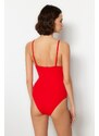 Trendyol Red Double Breasted Cut Out/Windowed Regular Leg Swimsuit