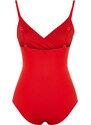 Trendyol Red Double Breasted Cut Out/Windowed Regular Leg Swimsuit